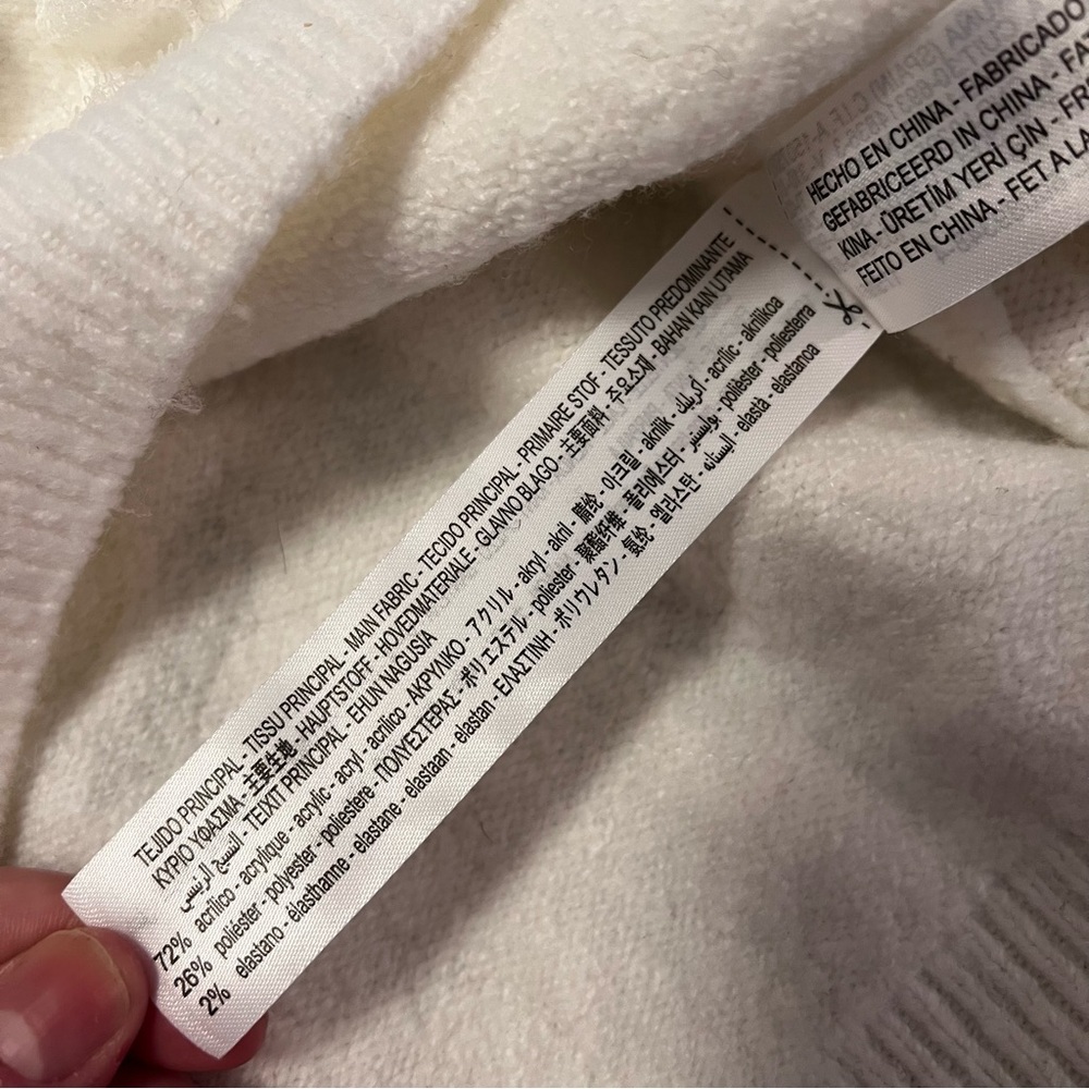 Zara Raised Effect Sweater with Ribbon Detail White Large Coquette Feminine - Picture 9 of 14